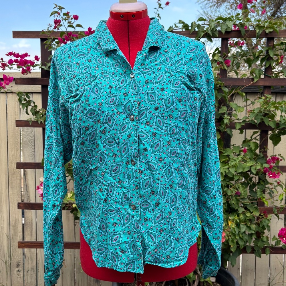 Vintage Blouse Geometric Print